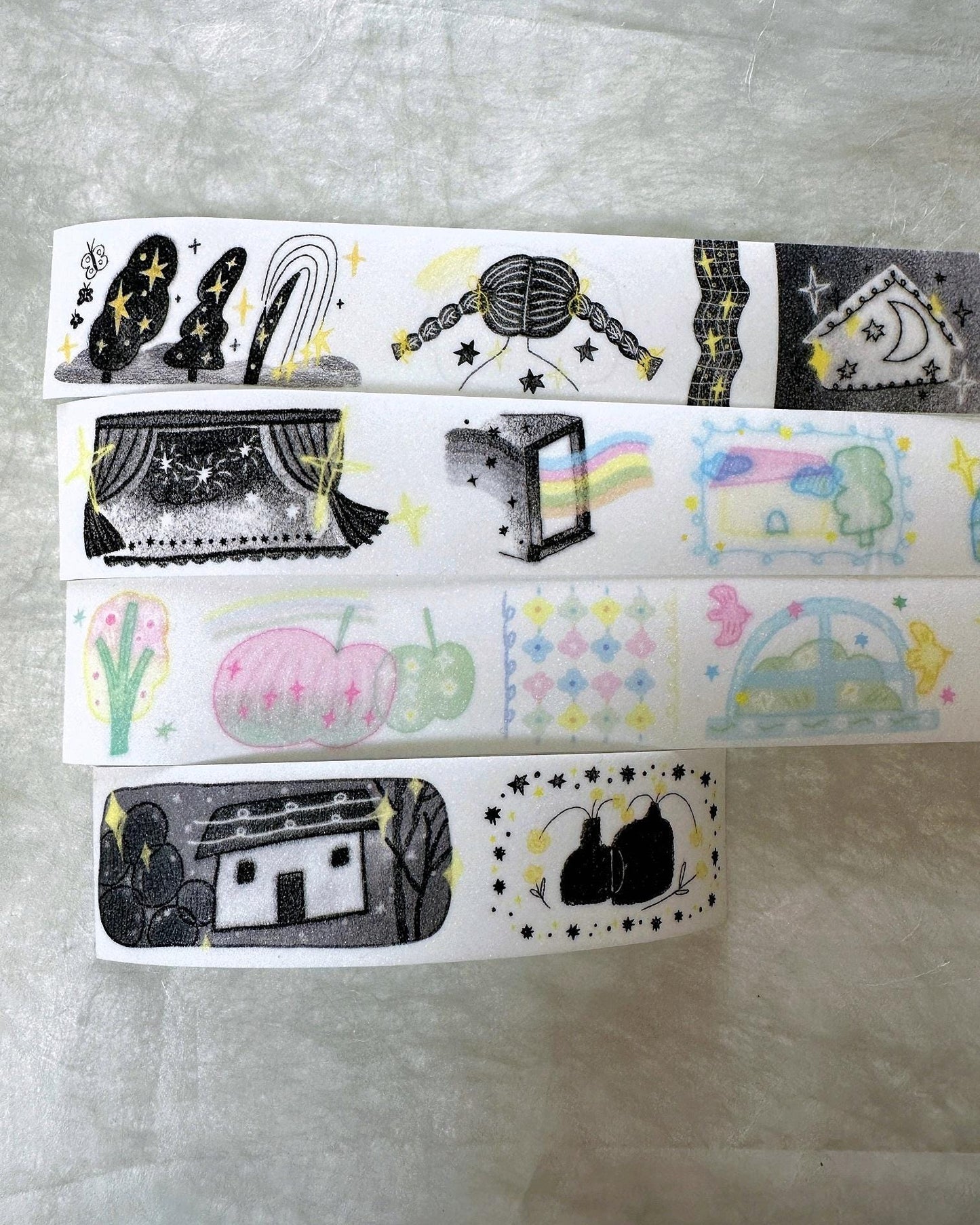 MuZiShan Studio - Black to Colorful World glitter tape SAMPLES