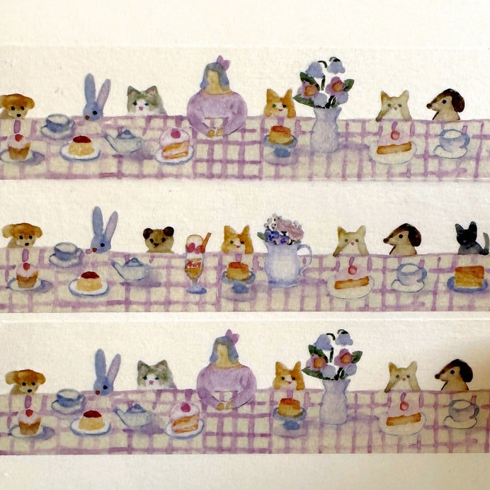 Kin.iro.hitode - Tea Time with the Cuddly Friends washi tape SAMPLES