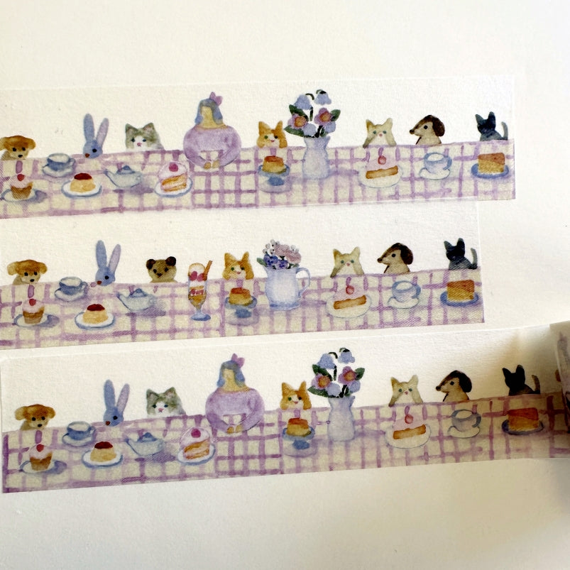 Kin.iro.hitode - Tea Time with the Cuddly Friends washi tape SAMPLES