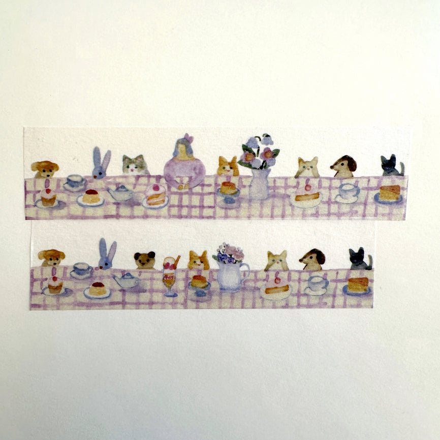 Kin.iro.hitode - Tea Time with the Cuddly Friends washi tape SAMPLES