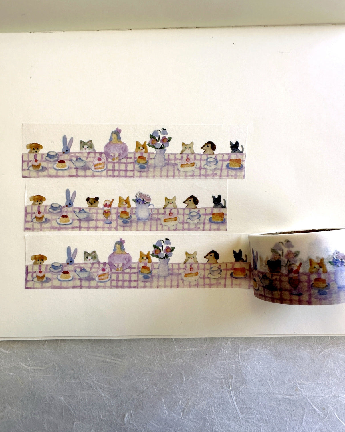 Kin.iro.hitode - Tea Time with the Cuddly Friends washi tape SAMPLES