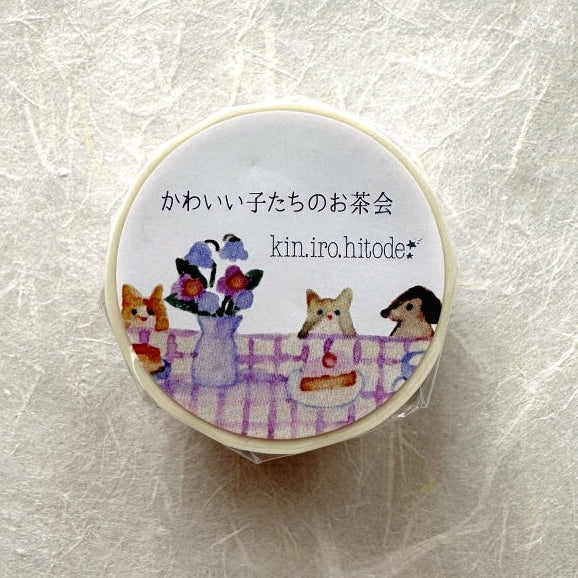 Kin.iro.hitode - Tea Time with the Cuddly Friends washi tape SAMPLES