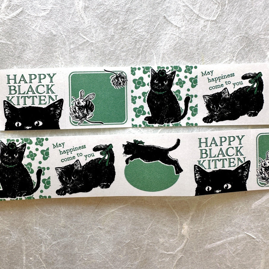 Nemunoki Paper Item - Black Cat & Clover sticker roll SAMPLES
