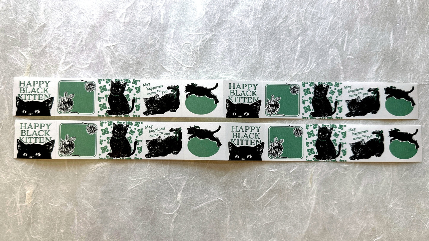Nemunoki Paper Item - Black Cat & Clover sticker roll SAMPLES