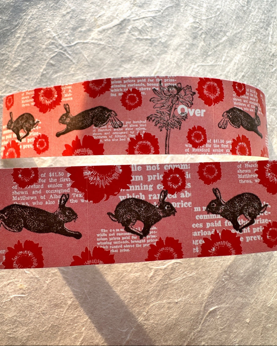 Nemunoki Paper Item - Wild Rabbit & Anemone sticker roll SAMPLES