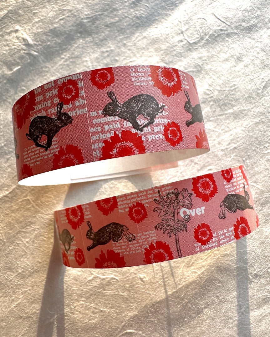 Nemunoki Paper Item - Wild Rabbit & Anemone sticker roll SAMPLES