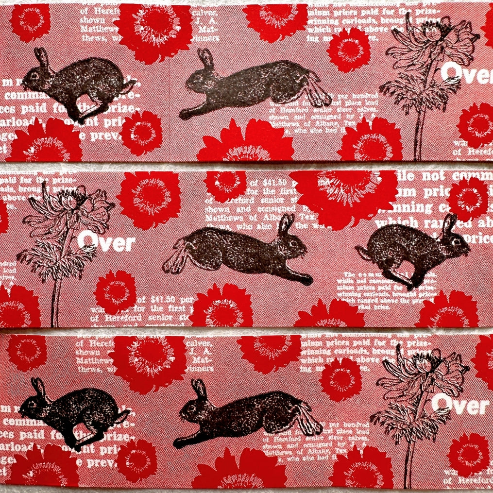 Nemunoki Paper Item - Wild Rabbit & Anemone sticker roll SAMPLES