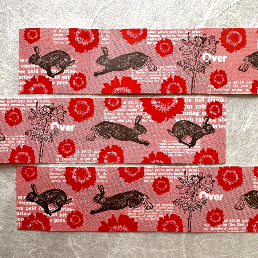 Nemunoki Paper Item - Wild Rabbit & Anemone sticker roll SAMPLES