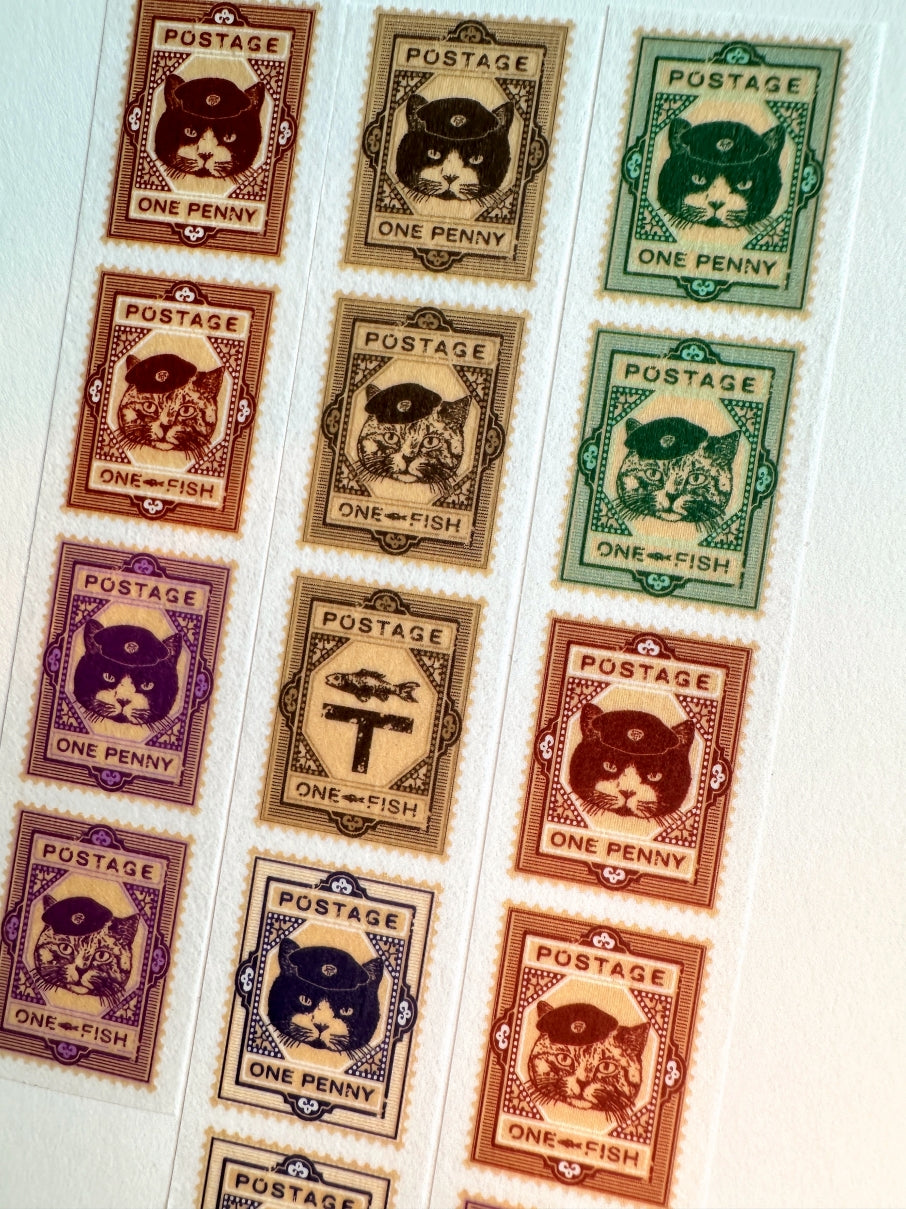Nemunoki x Via Carousel - Cat's Post Office Stamp washi tape SAMPLES