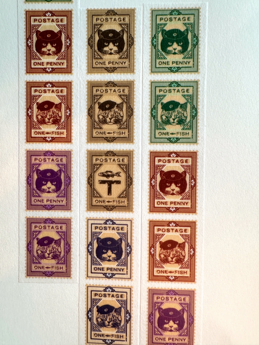 Nemunoki x Via Carousel - Cat's Post Office Stamp washi tape SAMPLES