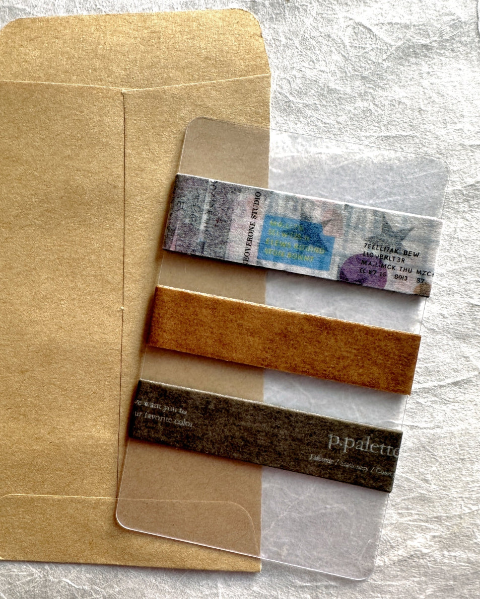 p.palette - Vintage Brown & Lime Green washi tape SAMPLES